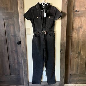 Black denim jumpsuit